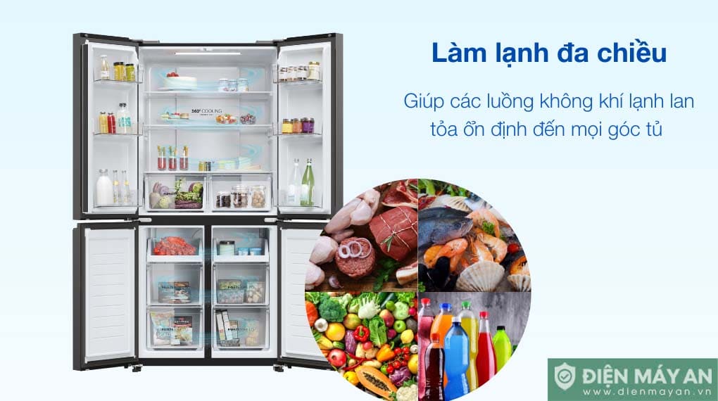 Tủ lạnh Aqua Inverter 469 lít Multi Door AQR-M536XA(GB)