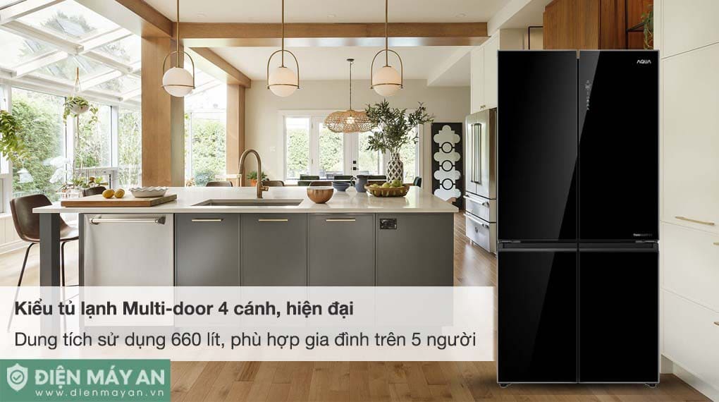 Tủ lạnh Aqua Inverter 660 lít Multi Door AQR-M727XA(GB)U1