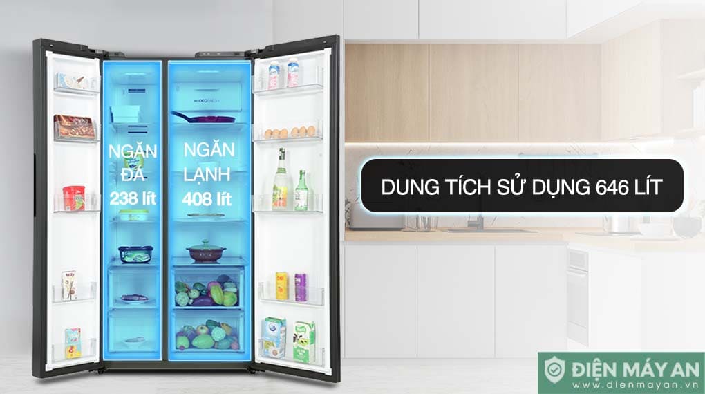 Tủ lạnh Aqua Inverter 646 lít Side By Side AQR-S682XA(SLB)