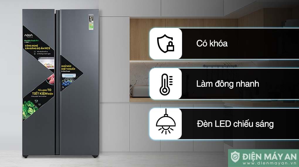 Tủ lạnh Aqua Inverter 646 lít Side By Side AQR-S682XA(SLB)