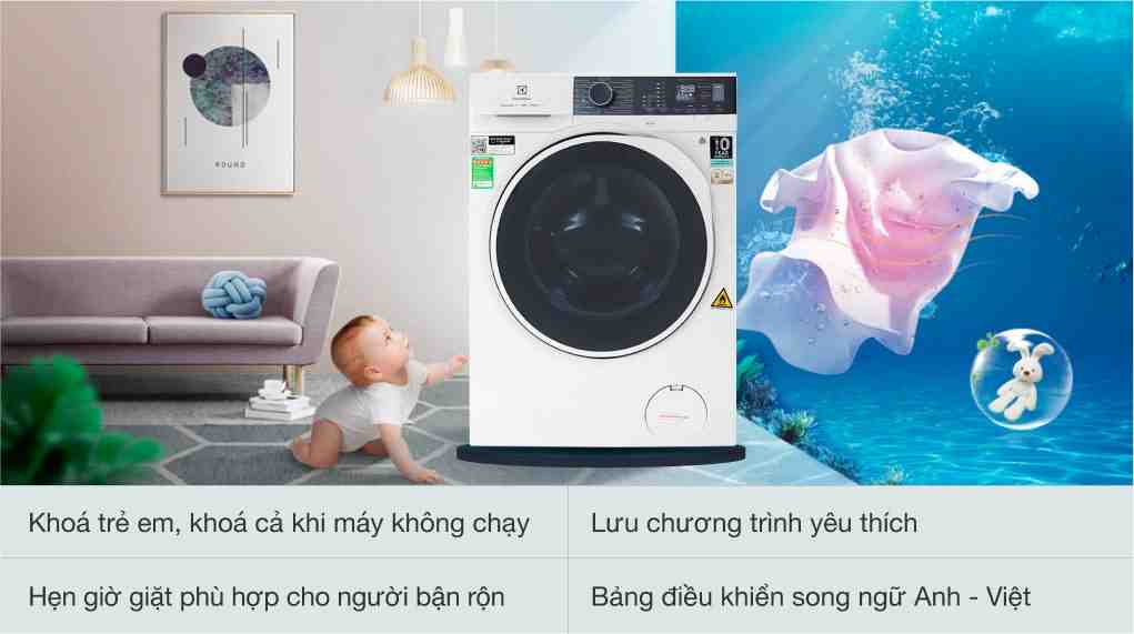 Máy Giặt Sấy Electrolux Inverter 10 Kg Sấy 7 Kg EWW1024P5WB