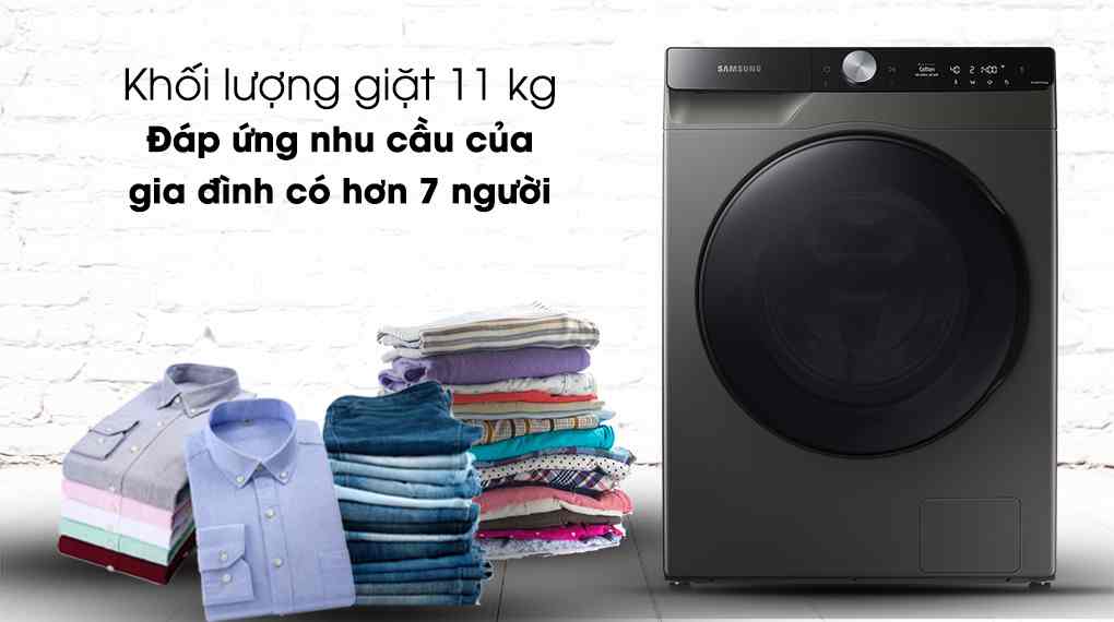 Máy Giặt Sấy Samsung AI Inverter 11kg Sấy 7kg WD11T734DBX/SV