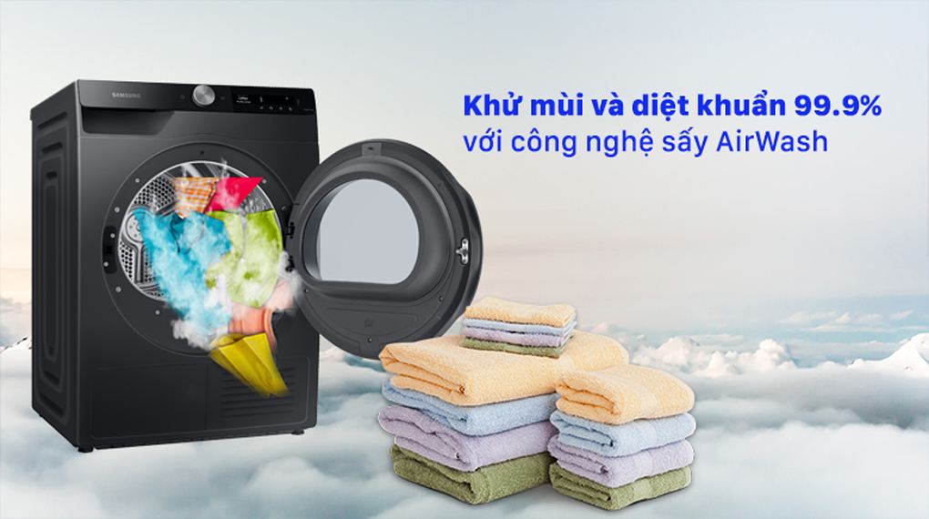 Máy Sấy Bơm Nhiệt Samsung Inverter 9 Kg DV90T7240BB/SV