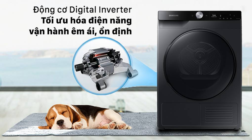 Máy Sấy Bơm Nhiệt Samsung Inverter 9 Kg DV90T7240BB/SV