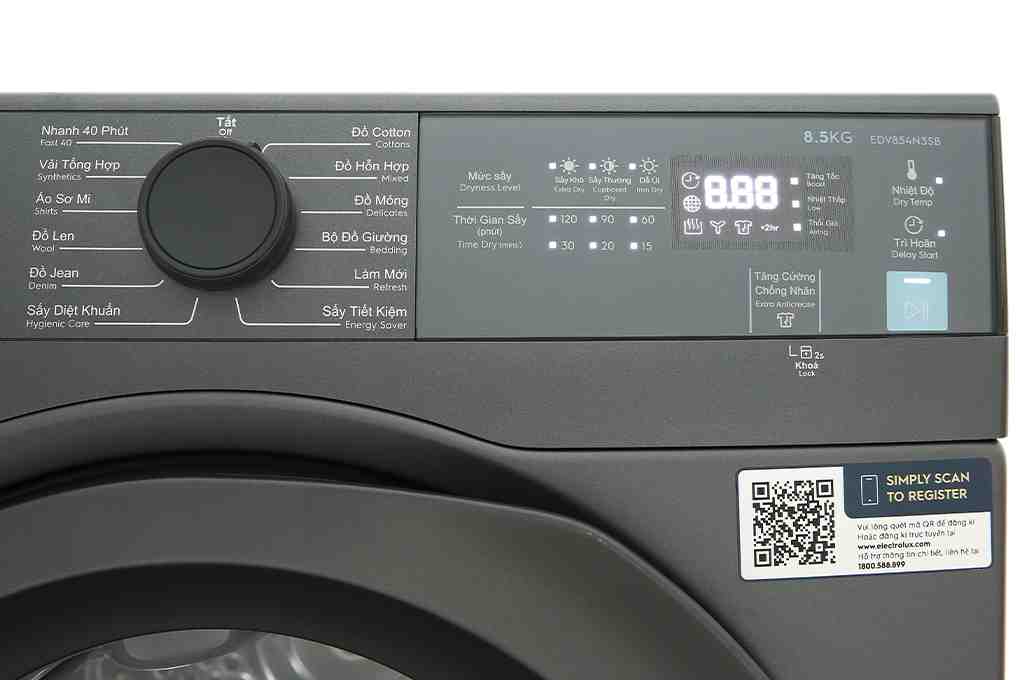 Máy Sấy Thông Hơi Electrolux UltimateCare 8.5 Kg EDV854N3SB