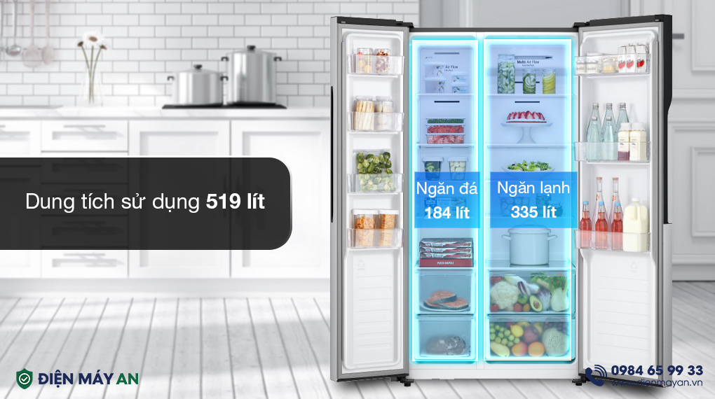 Tủ Lạnh LG Inverter 519 Lít Side By Side GR-B256JDS