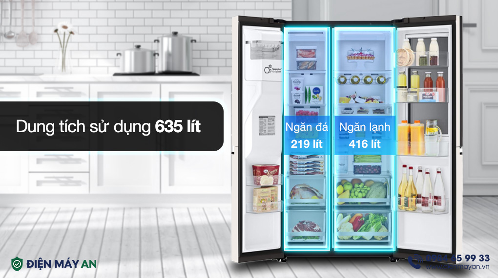 Tủ Lạnh LG Inverter 635 Lít Side By Side InstaView Door-in-Door GR-X257BG - ngăn lạnh 