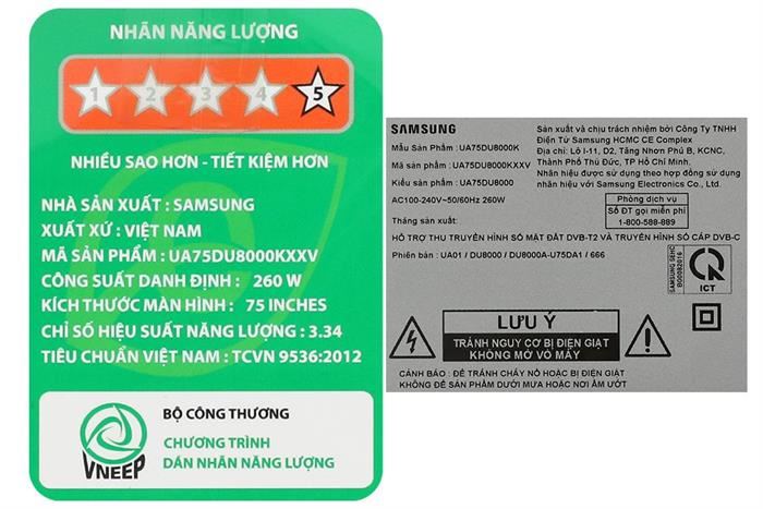 Smart Tivi Samsung 4K 75 Inch UA75DU8000&nbsp;