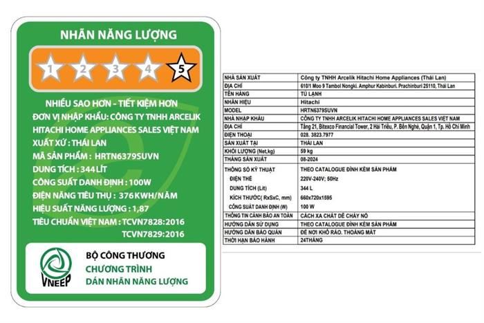Tủ Lạnh Hitachi Inverter 344 Lít HRTN6379SUVN&nbsp;