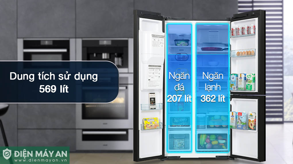 Tủ Lạnh Hitachi Inverter 569 Lít Side By Side R-MX800GVGV0 GBK