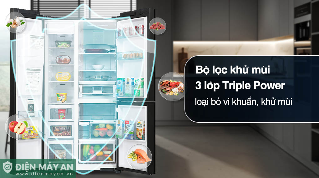 Tủ Lạnh Hitachi Inverter 569 Lít Side By Side R-MX800GVGV0 GMG