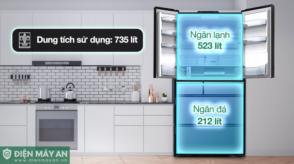 Tủ Lạnh Hitachi Inverter 735 Lít Multidoor R-ZX740KV X