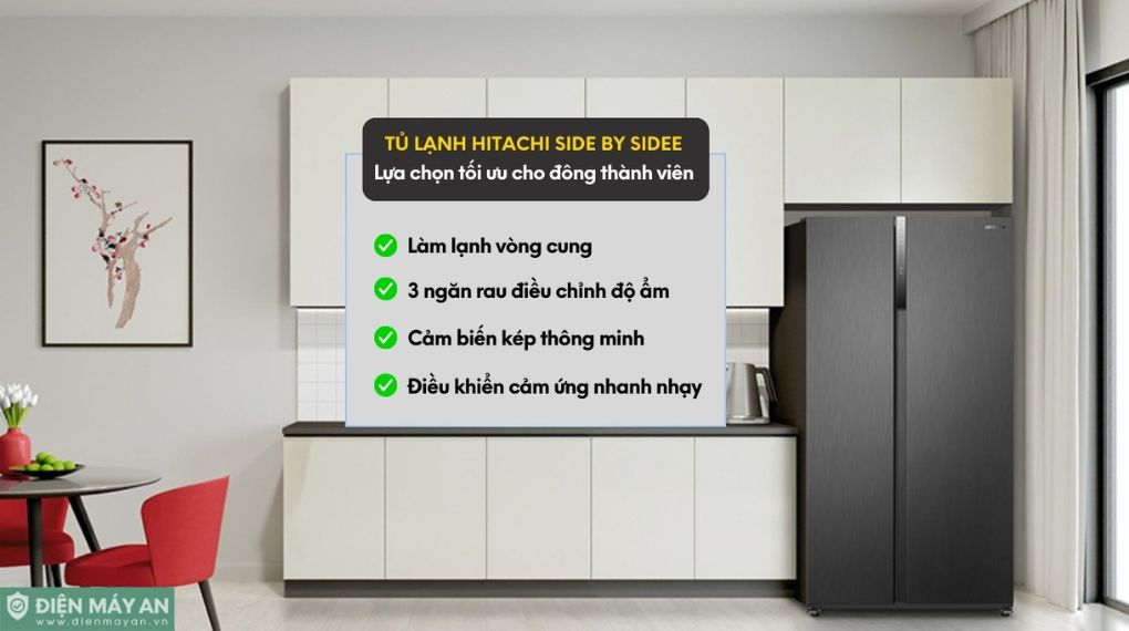 Tủ Lạnh Side By Side Hitachi Inverter 525 Lít HRSN9552DDXVN